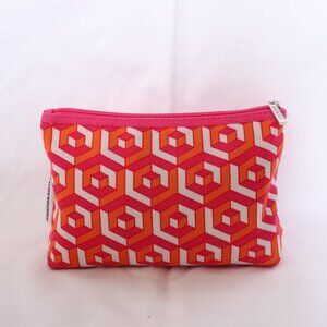 Clinique J. Adler‎ Pink Geometric Cosmetic Toiletry Makeup Travel Zipper Bag
